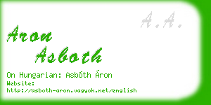 aron asboth business card