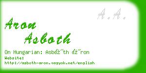 aron asboth business card